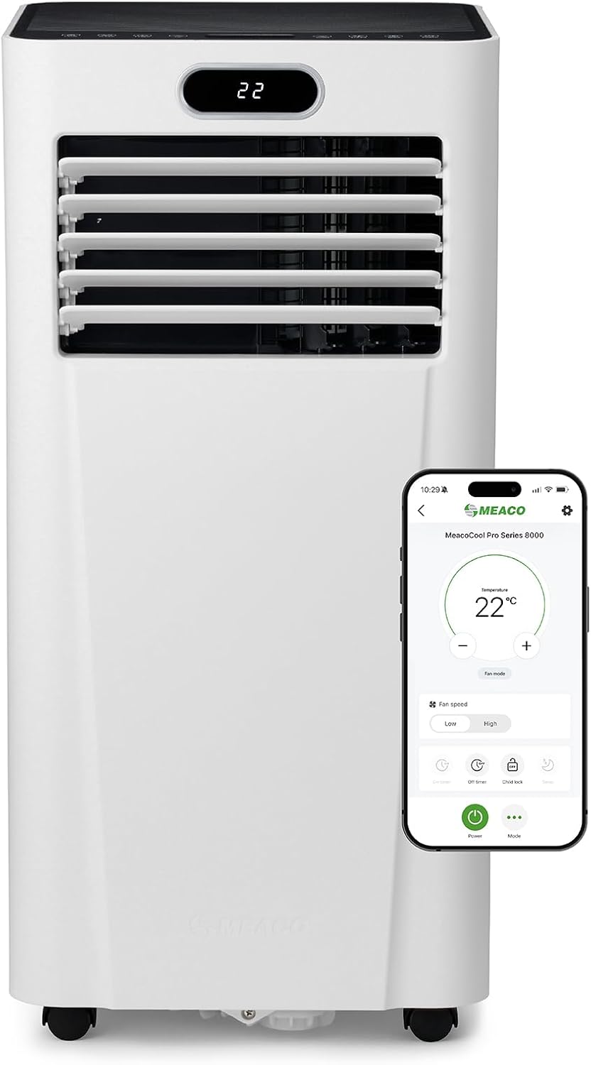 Meaco MC8000RPRO Portable Air Conditioner - 8000 BTU, A Energy Rating, App & Voice Control, White