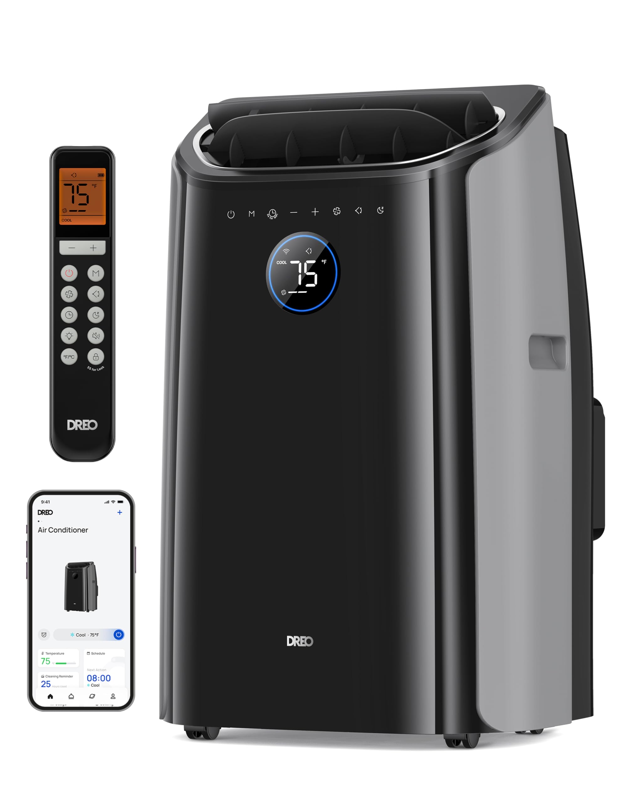 DREO Portable Air Conditioner 10000 BTU - Drainage-Free, App & Voice Control, Quiet 46dB, White