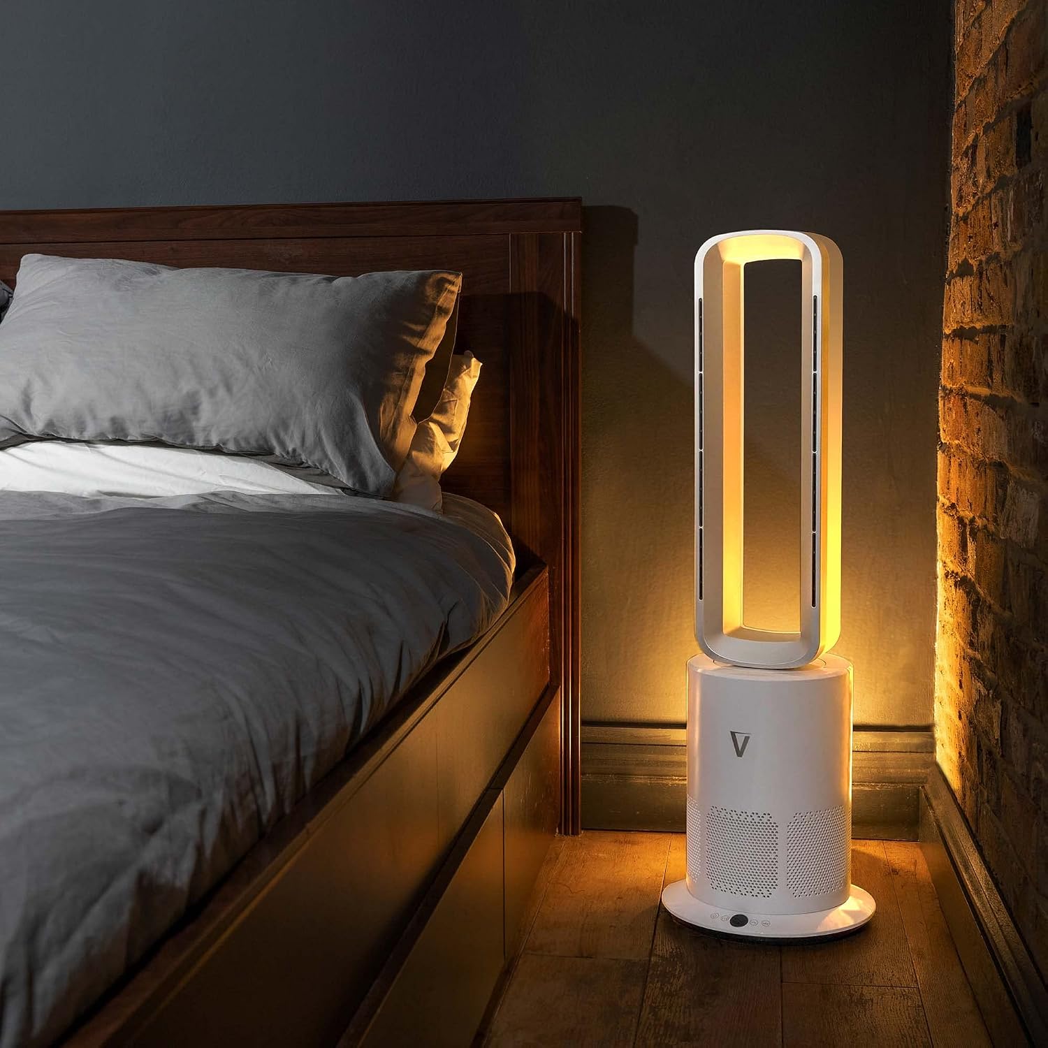 HOTSNAP Bladeless Tower Fan Heater & Air Purifier - 3-in-1 with HEPA H13 Filter, Remote Control, 10 Speeds, Quick Silver