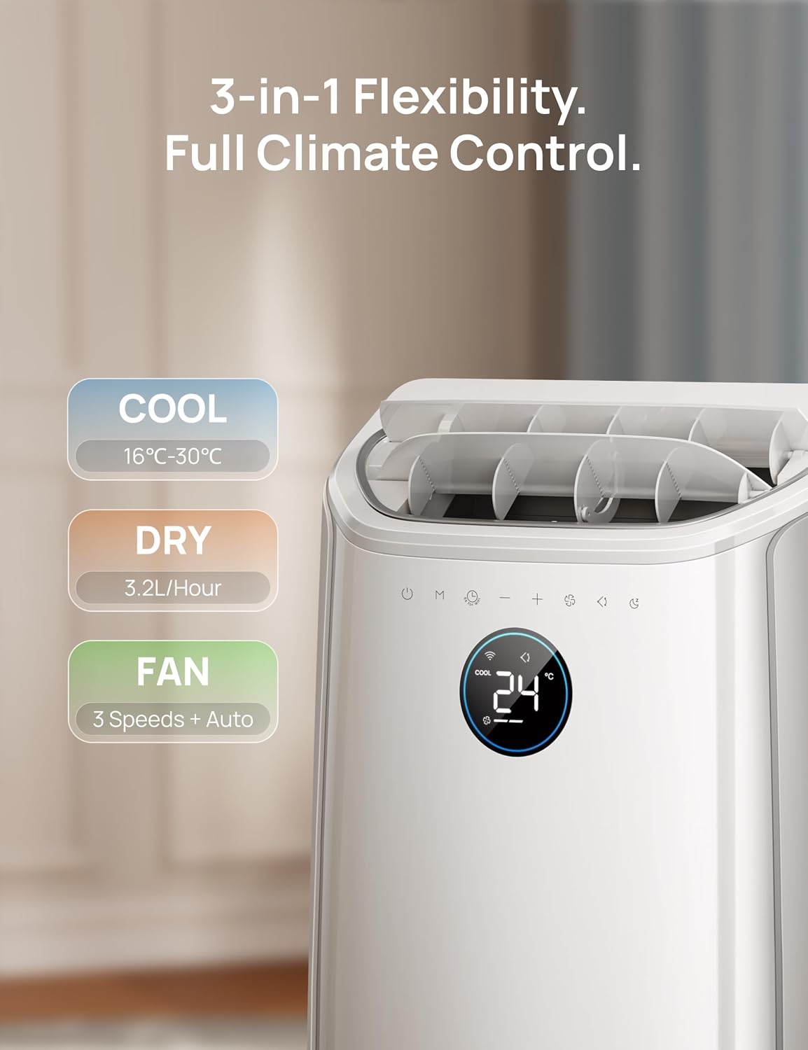 DREO Portable Air Conditioner 10000 BTU - Drainage-Free, App & Voice Control, Quiet 46dB, White