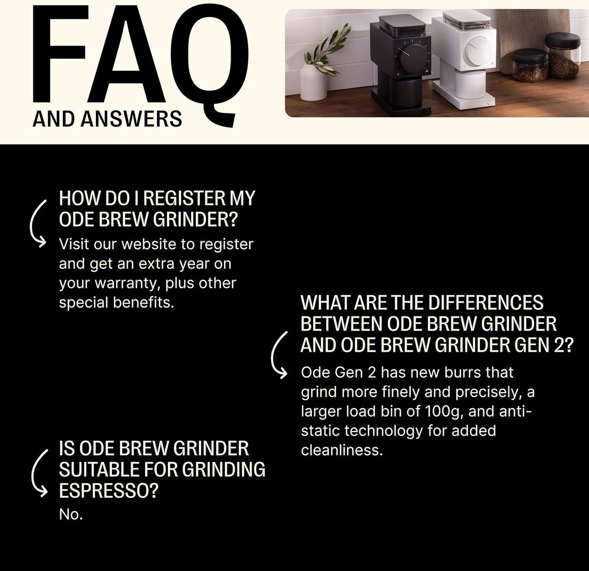 Fellow Ode Gen 2 Coffee Grinder - 64mm Flat Burr, 31 Settings, Quiet