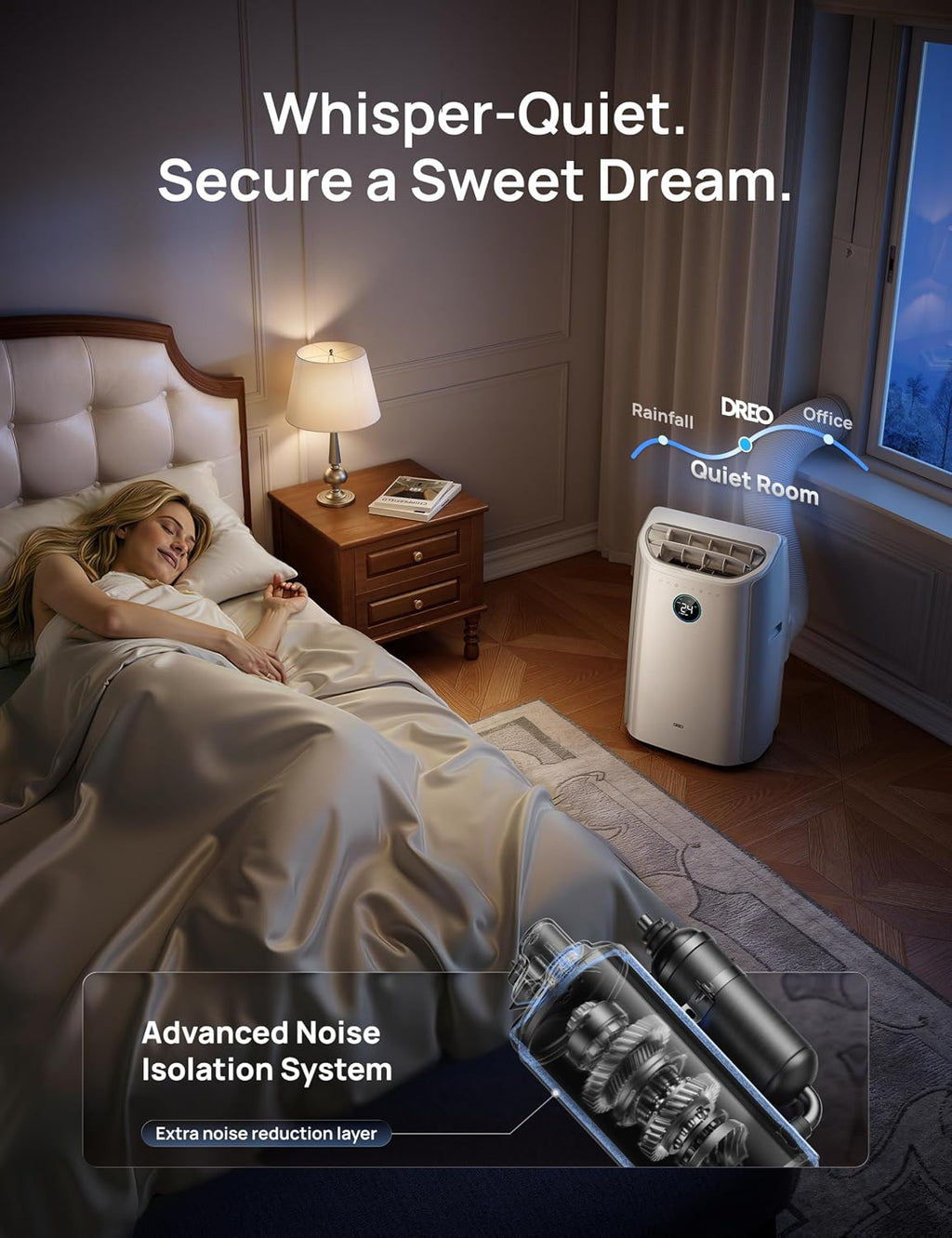 DREO Portable Air Conditioner 10000 BTU - Drainage-Free, App & Voice Control, Quiet 46dB, White