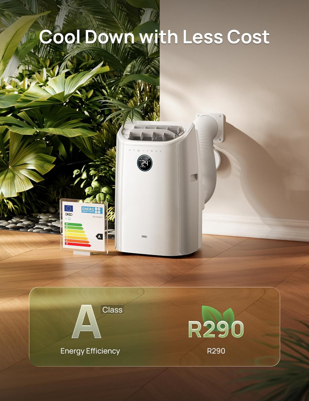 DREO Portable Air Conditioner 10000 BTU - Drainage-Free, App & Voice Control, Quiet 46dB, White