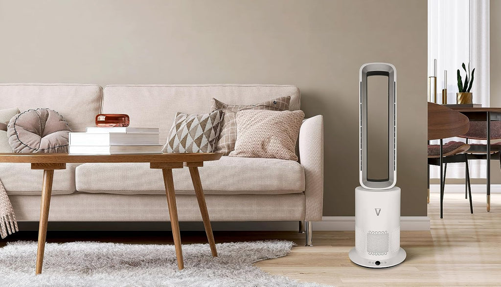 HOTSNAP Bladeless Tower Fan Heater & Air Purifier - 3-in-1 with HEPA H13 Filter, Remote Control, 10 Speeds, Quick Silver